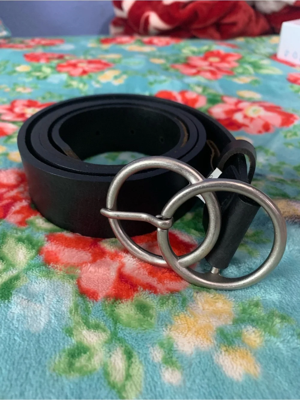 Silver Jeans Co Black Leather Belt With Double Ring Buckle XL